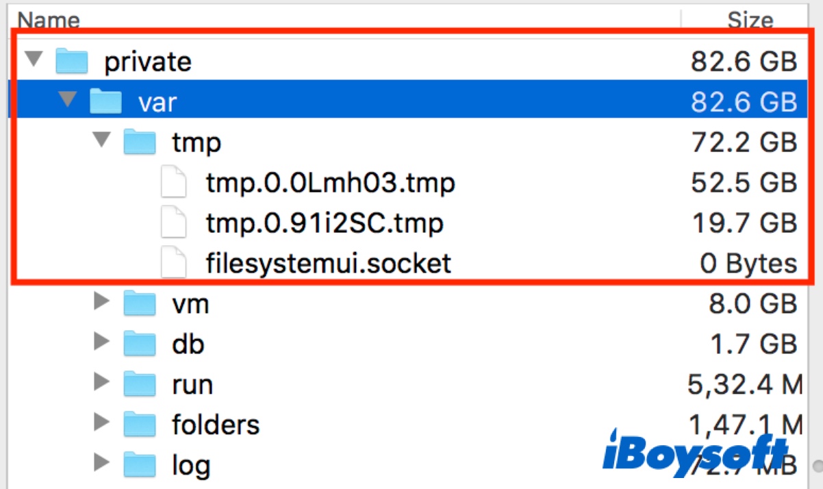 Some files in private var folder on Mac takes up huge space