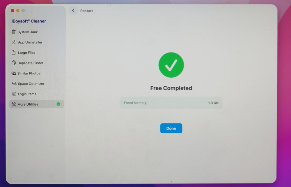 Free up 1.3GB RAM memory