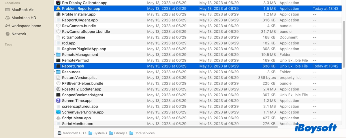 Where ReportCrash is located on Mac