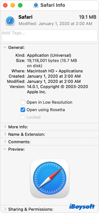 check which apps need Rosetta in Finder