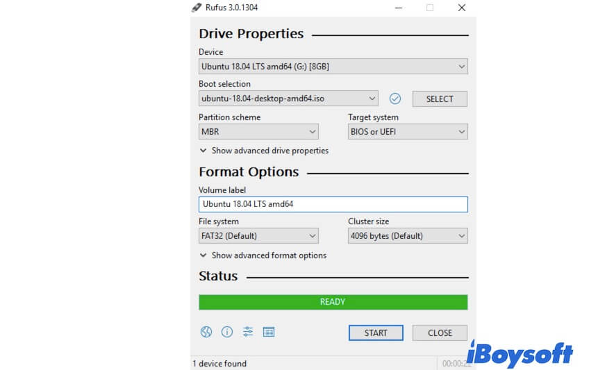 Rufus for Windows interface