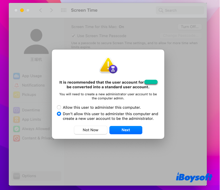 create a Screen Time passcode on Mac