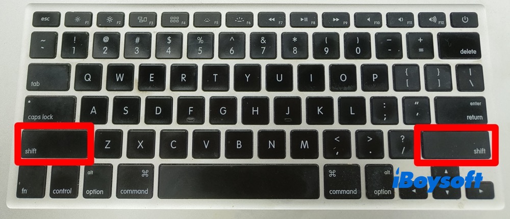 Shift key on Mac keyboard
