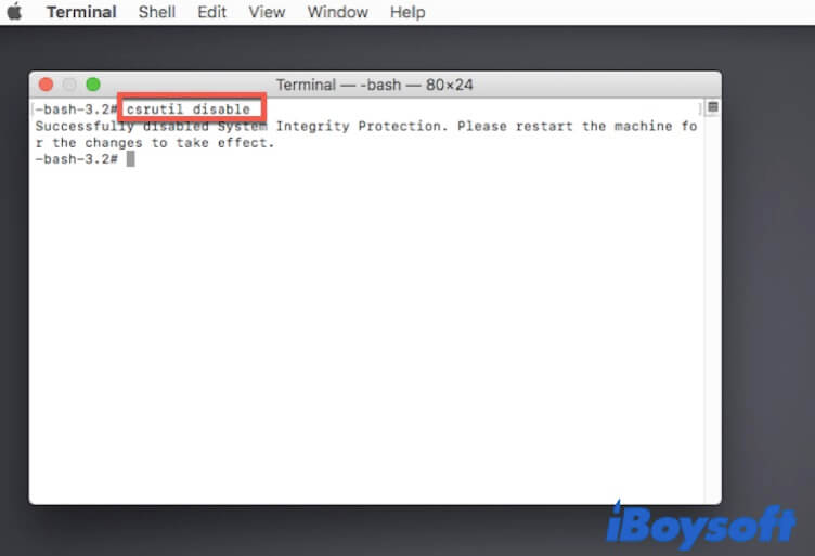 disable SIP in Terminal