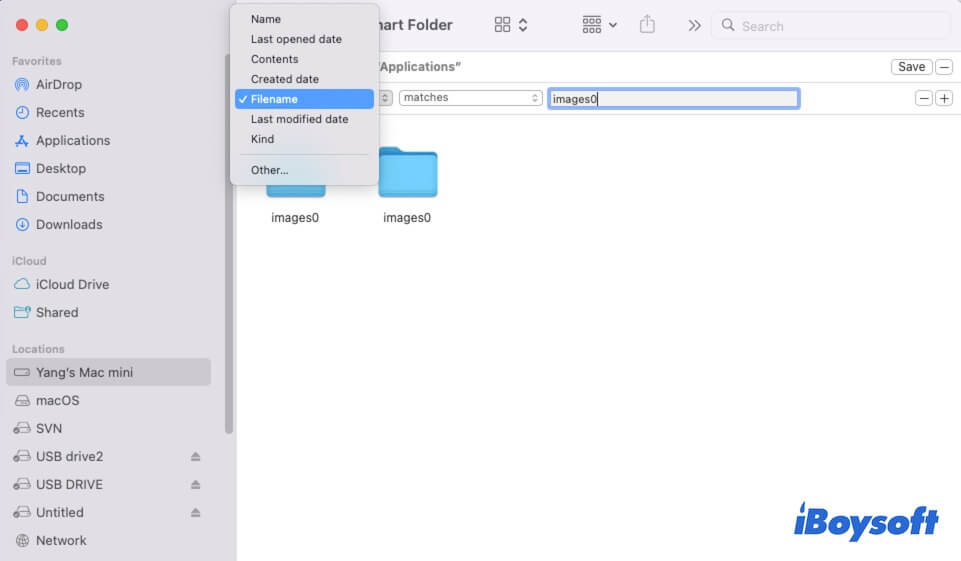 set criteria for a Smart Folder