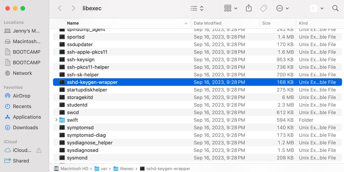 The location of sshd keygen wrapper on Mac
