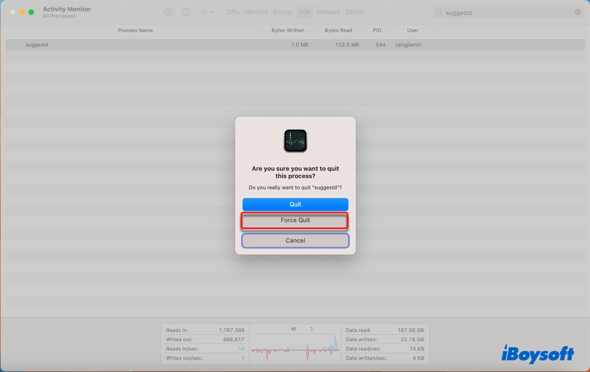 Kill suggestd in Activity Monitor