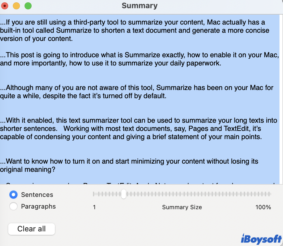 summarize content in sentences or paragraphs