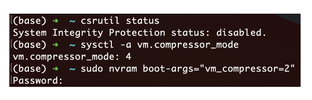 disable swap memory on Mac