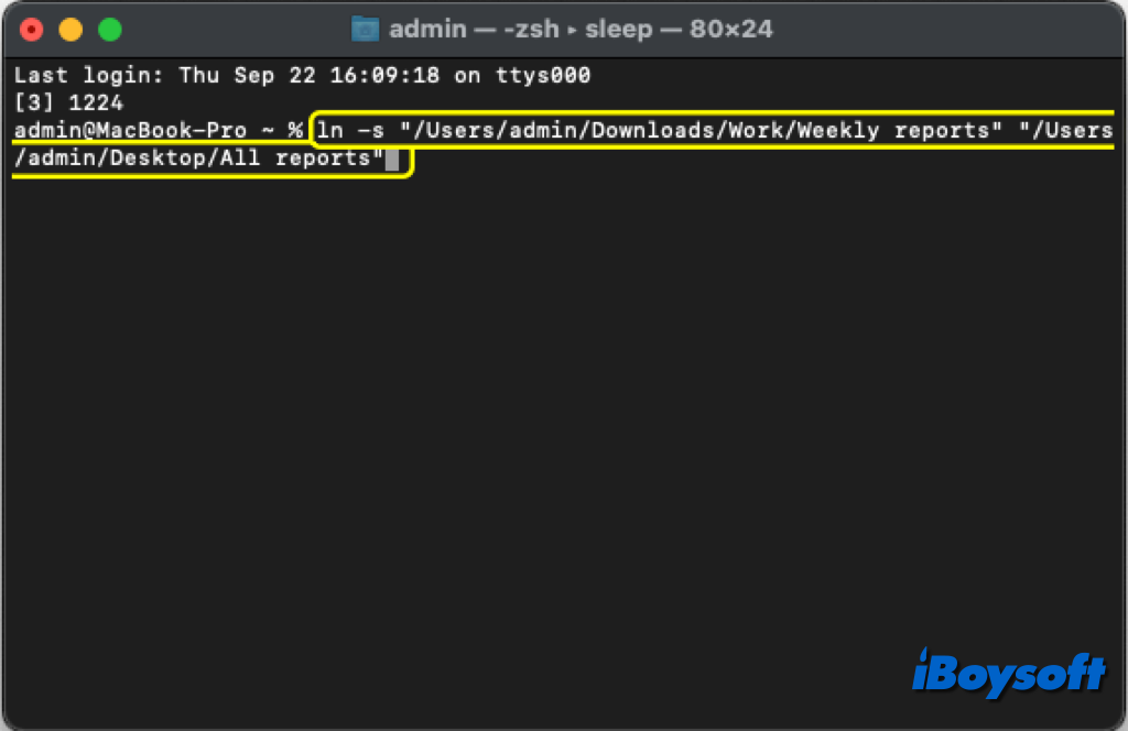 create symlink with terminal