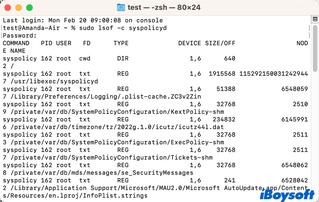 check syspolicyd terminal