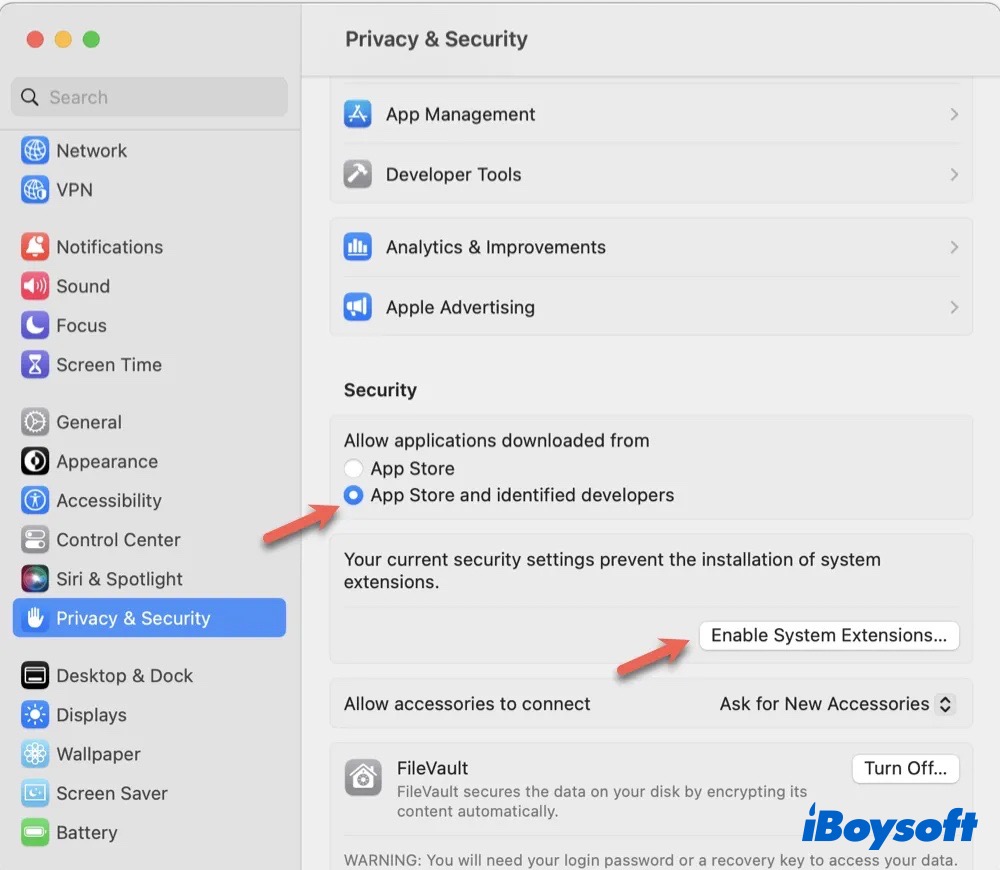 enable system extension
