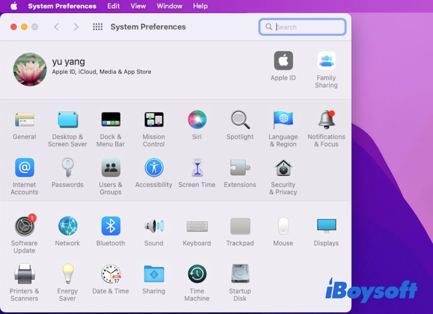 System Preferences on Mac