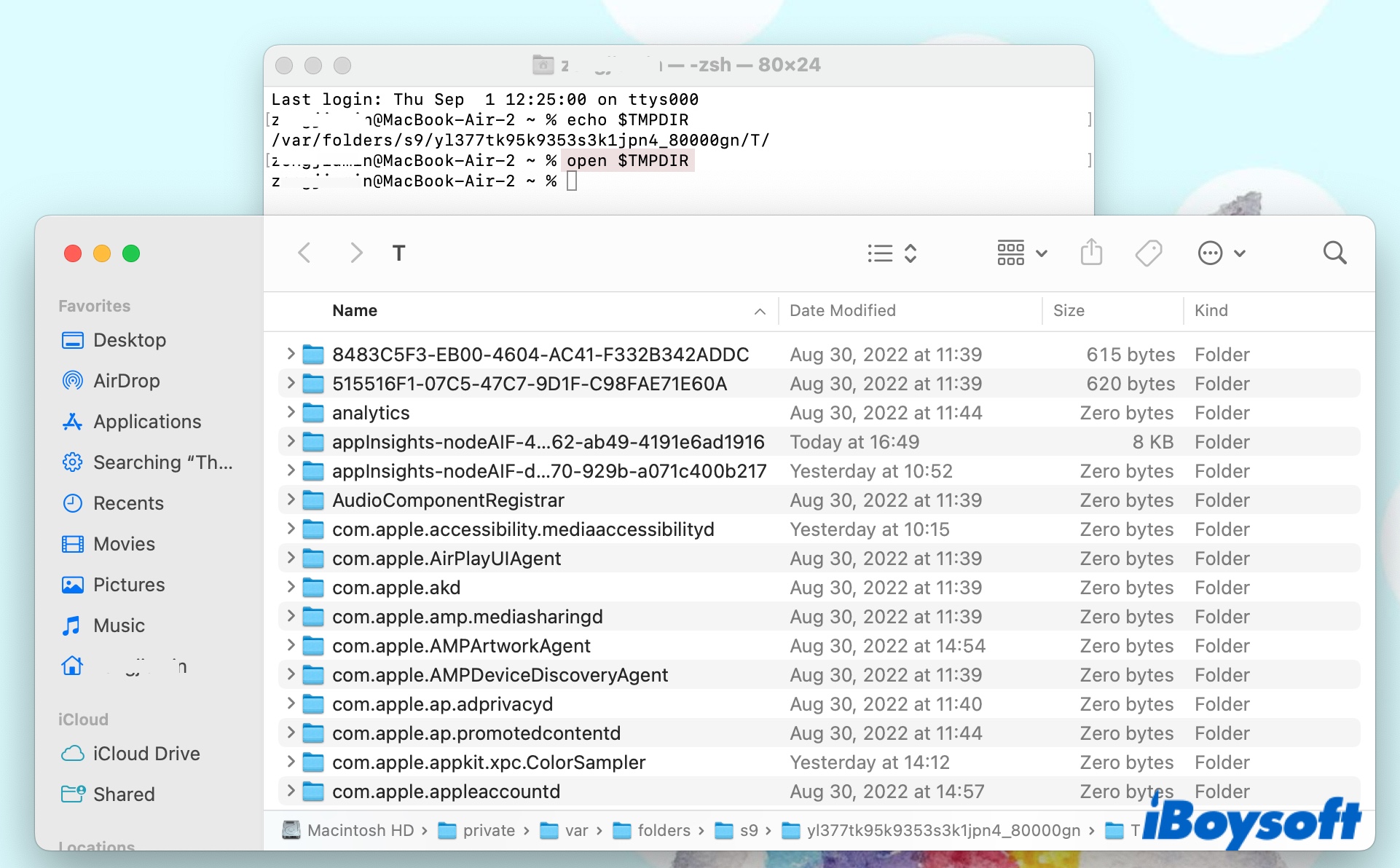 How to access tmp folder on Mac through Terminal