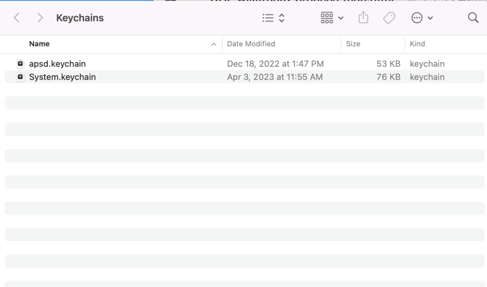 Keychains folder on Mac