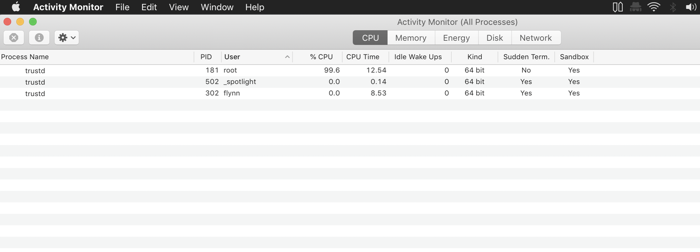 trustd process high CPU