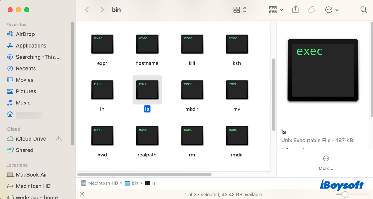 Unix Executable Files that are commands on Mac