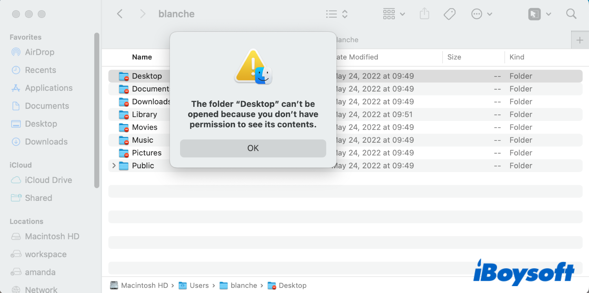 cant open other user folder