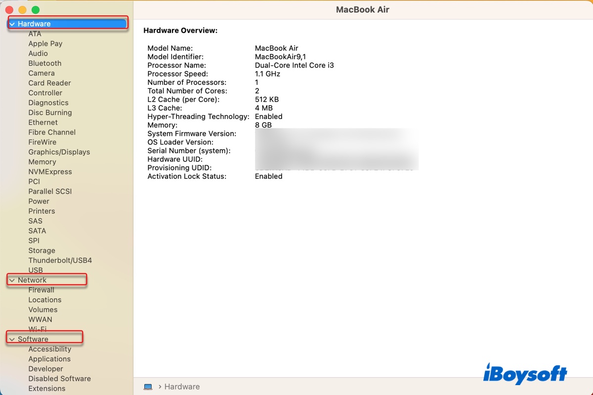 System Information in Utilities folder on Mac