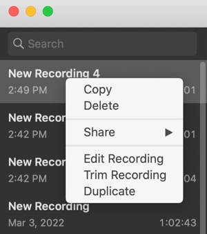 Voice Memos functions on Mac
