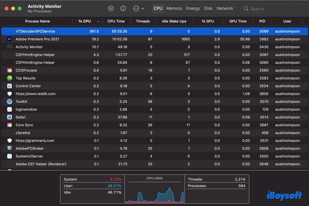VTDecoderXPCService on Mac
