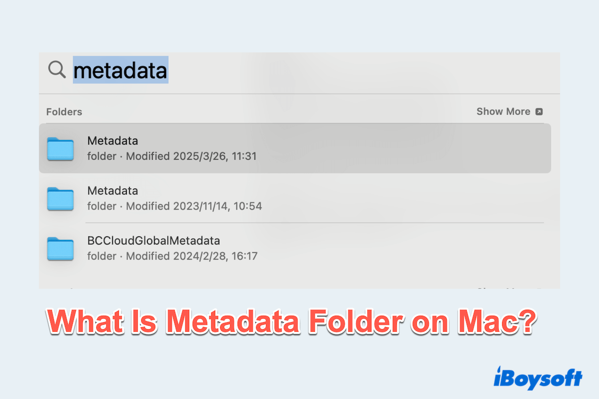 What is Metadata folder on Mac?