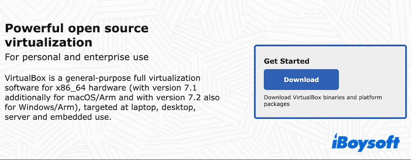 Klicken Sie auf Download auf der VirtualBox-Website