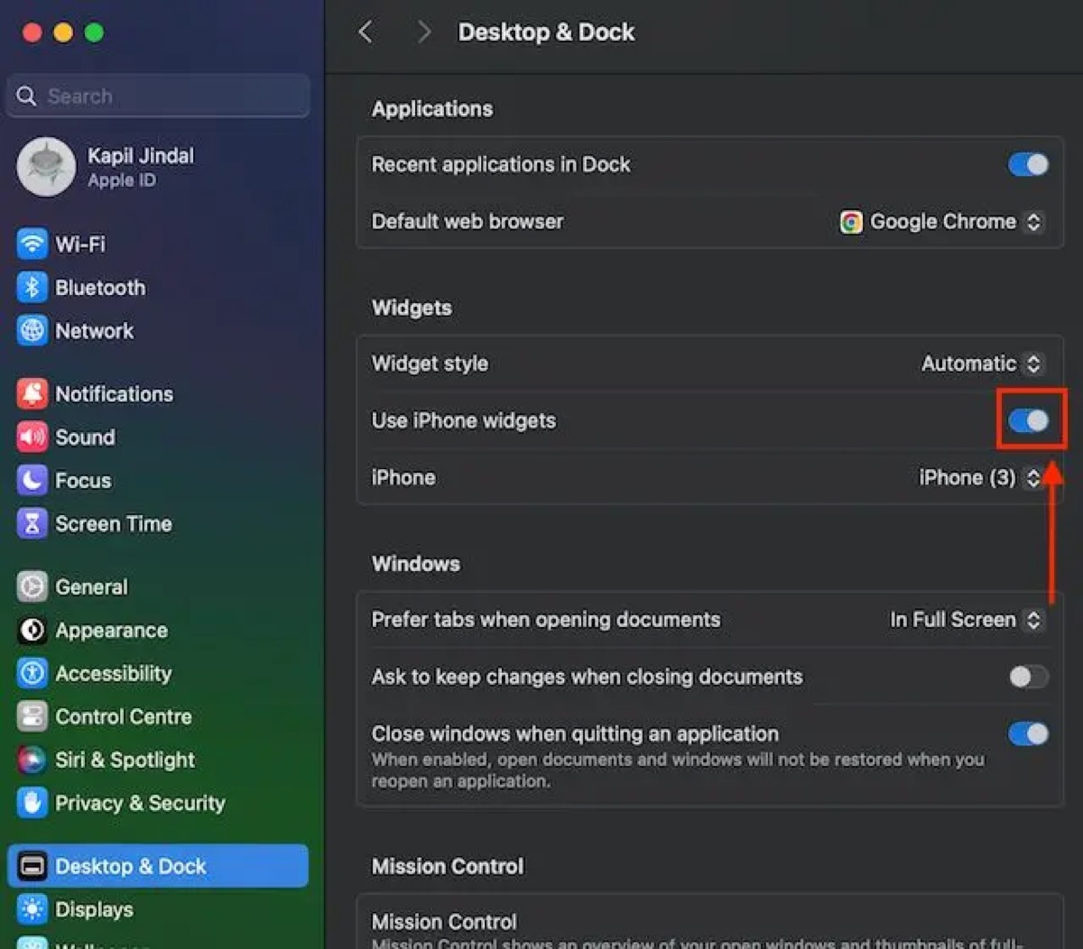 Add iPhone widgets to the desktop