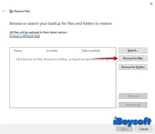 buscar archivos para restaurar