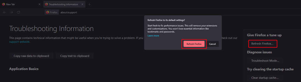 restablecer la configuración de Firefox a los valores predeterminados