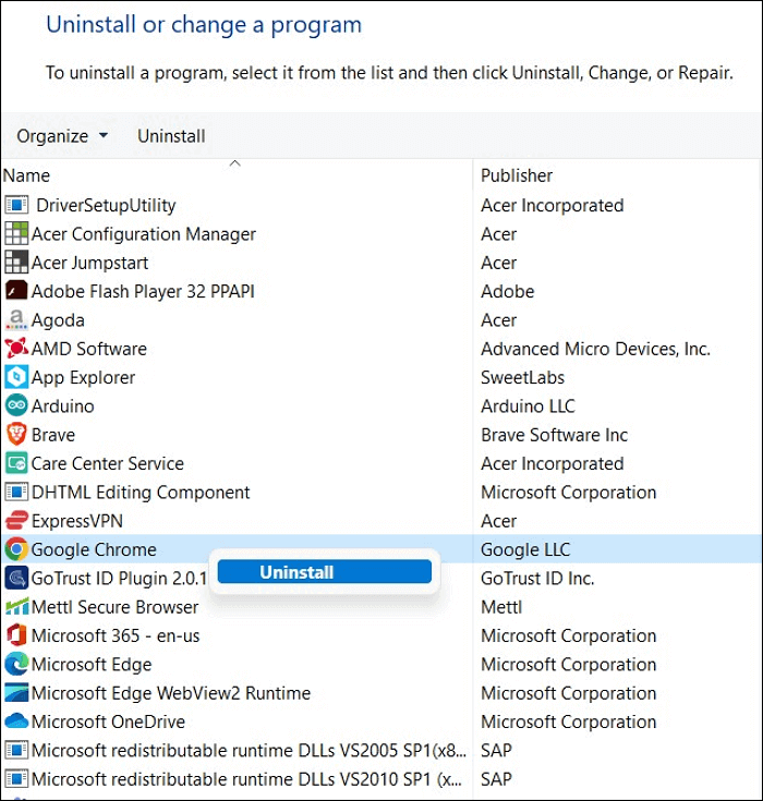 desinstalar navegador web