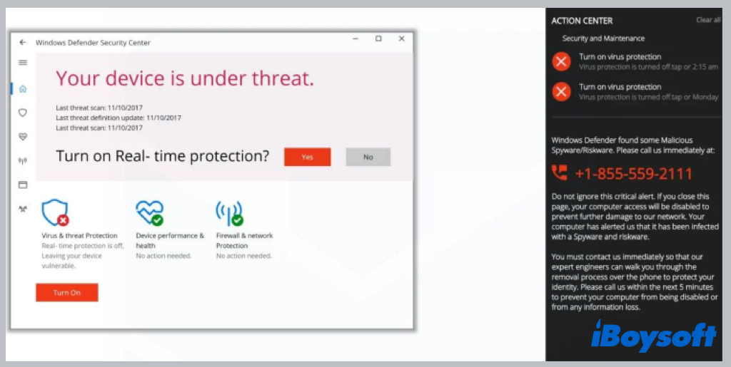 Estafa de advertencia de seguridad de Windows