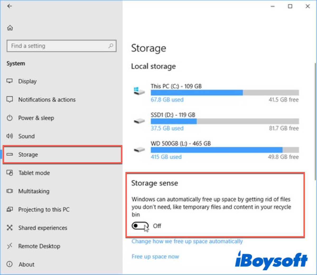 Delete Windows old in Settings