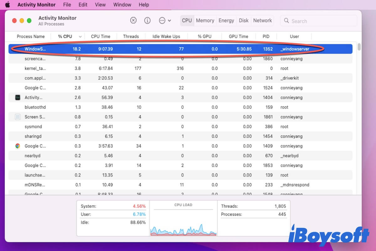 what is WindowServer on Mac