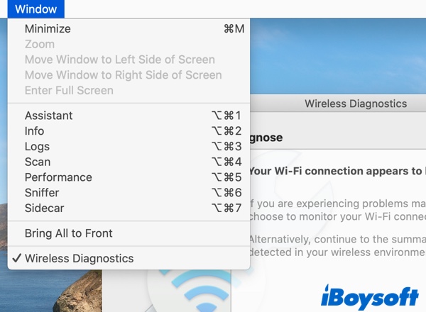 other functions of Mac Wireless Diagnostics