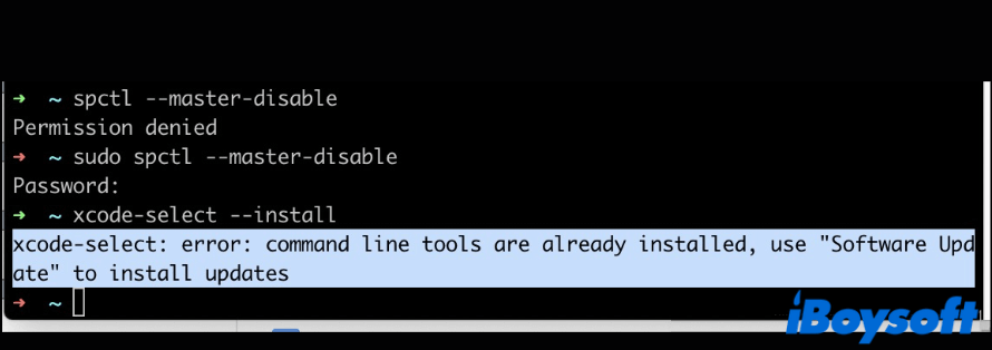 cant install Xcode command line tools on Mac