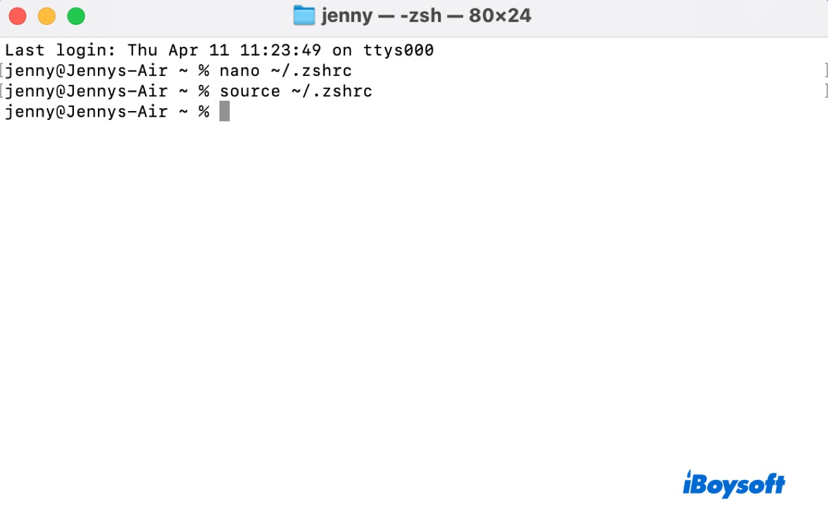 How to apply changes to alias in Terminal