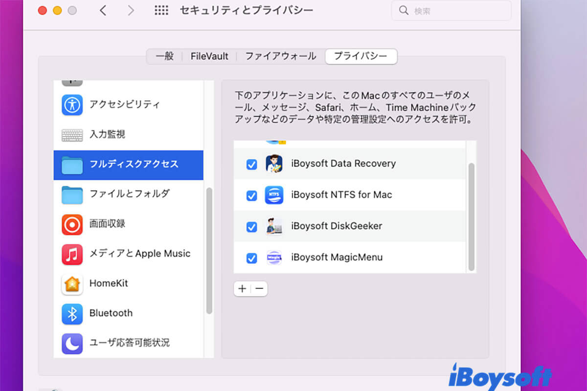 フルディスクアクセス
