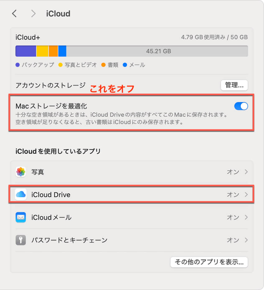 Macストレージを最適化