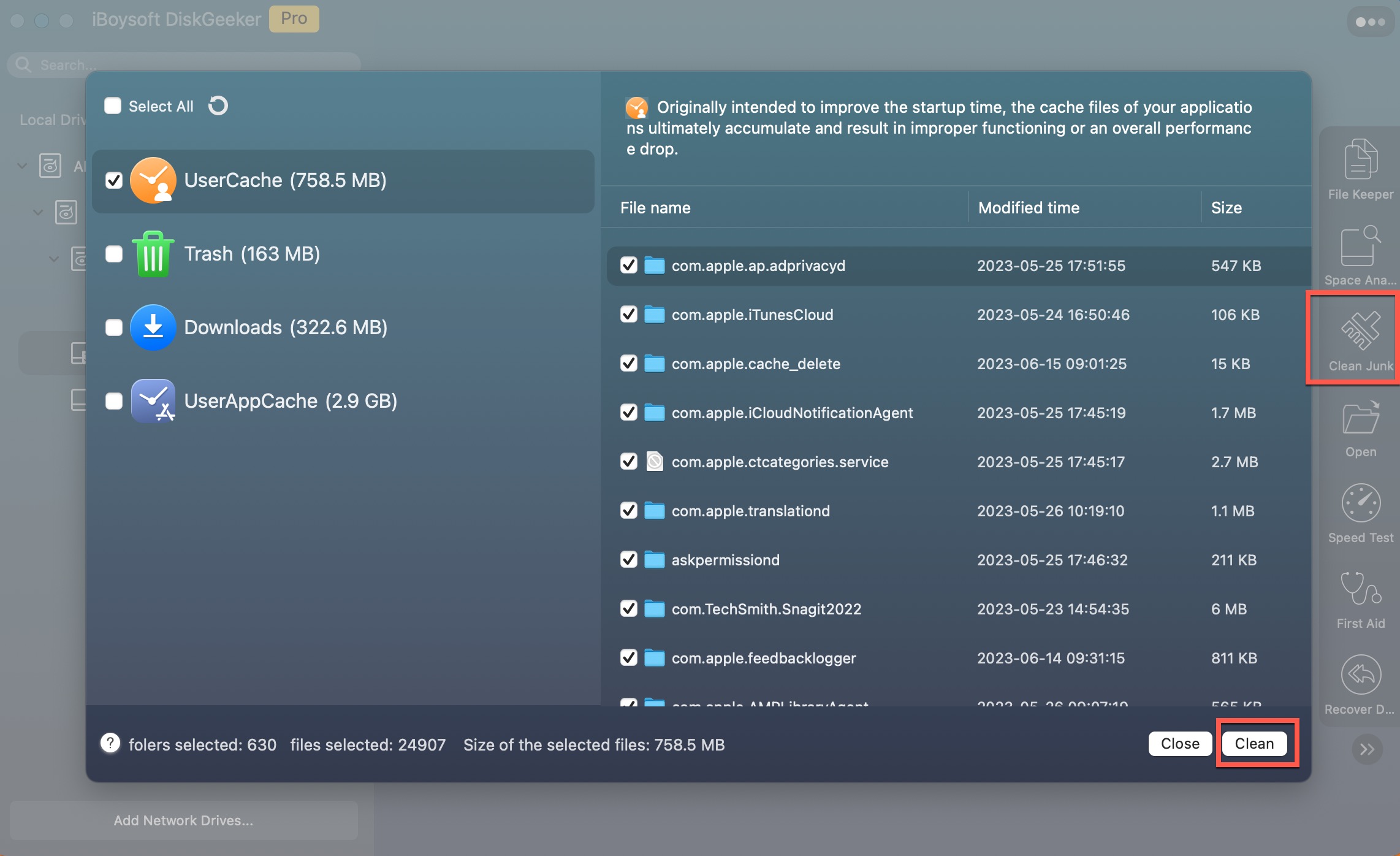 clean junk files on Mac