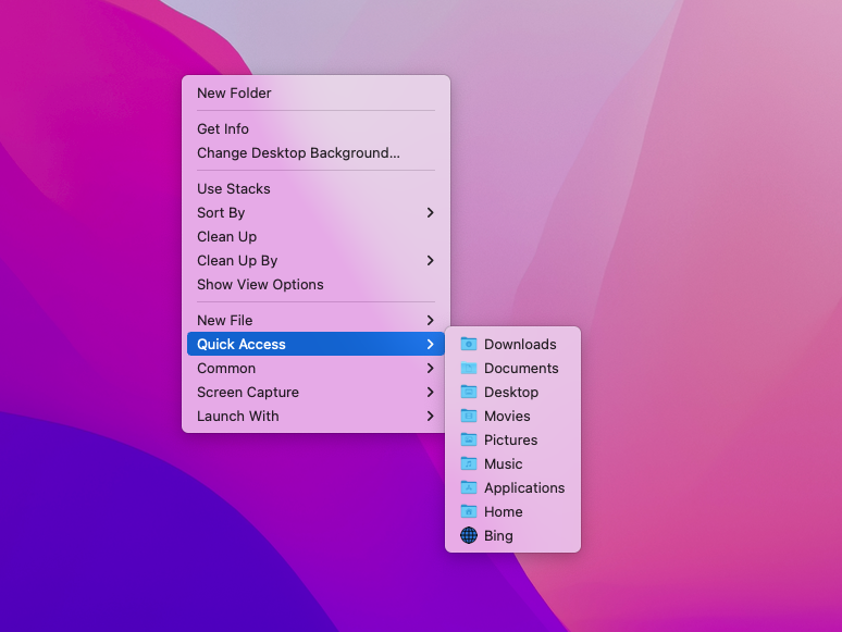 choose Quick Access in the right click menu